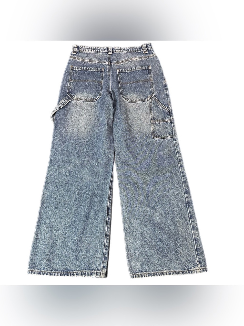 Edikted Wide Leg Carpenter Medium Wash Jeans Size M - Picture 3 of 12